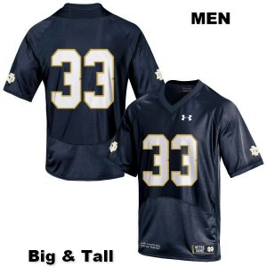 Notre Dame Fighting Irish Men's Keenan Sweeney #33 Navy Under Armour No Name Authentic Stitched Big & Tall College NCAA Football Jersey JLC2399CK